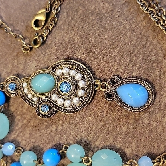 VTG JJH for Avon Acrylic Beaded Chain Sautoir Pendant Lavalier Necklace - Picture 3 of 7